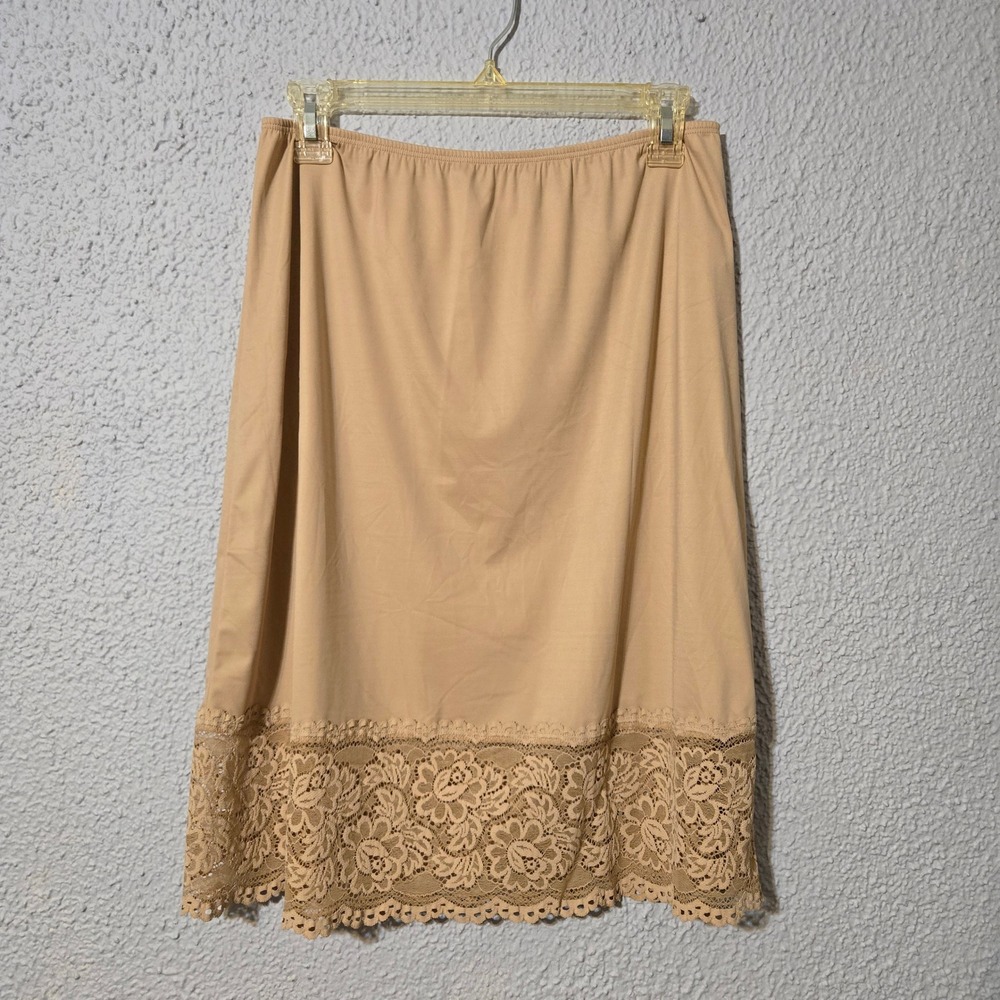 Vanity Fair Lace Hem Cottagecore Half Slip XL Beige Coquette Feminine Lingerie